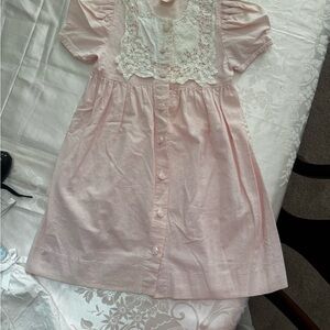 Allison Rose Pink Button-Up Dress with Lace Detail